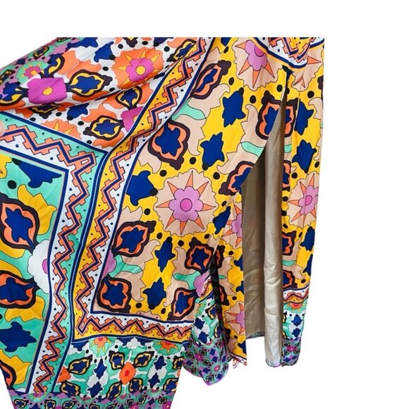 Zara NWT XS Satin Colorful Boho Vibes Floral Printed Belted Kimono Duster - Picture 2 of 5